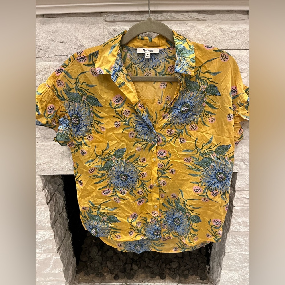 Madewell yellow floral blouse